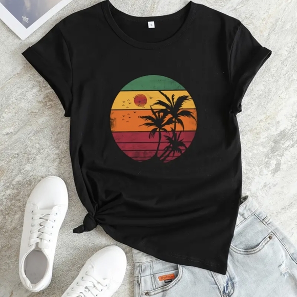 Graphic Print Crew Neck T-shirt, Casual Loose Short Sleeve Fashion Summer T-Shir - Picture 5 of 8